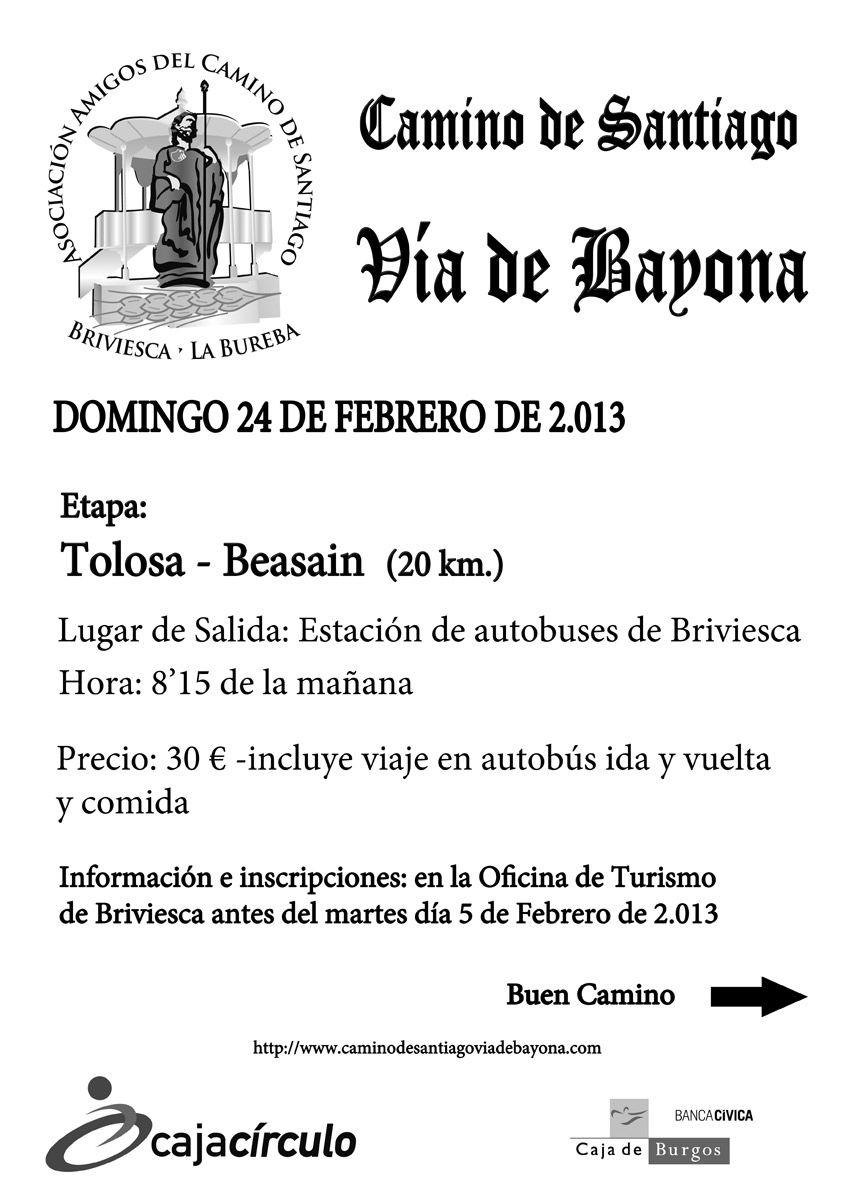 Etapa del Camino de Santiago Vía de Bayona entre Tolosa y Beasain